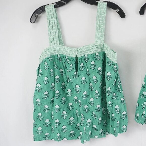 Johnnie-O Elin Contrast Block Print Tank Top in Ming Green Square Neck Breezy - Picture 3 of 16